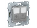 UN розетка RJ45, двойная, кат.5е UTP алюм /NU542030/