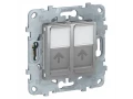 UN розетка RJ45, двойная, кат.5е UTP алюм /NU542030/