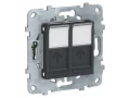 UN розетка RJ45, двойная, кат.5е UTP антрацит /NU542054/