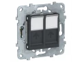 UN розетка RJ45, двойная, кат.5е UTP антрацит /NU542054/