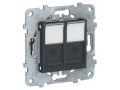 UN розетка RJ45, двойная, кат.6 UTP антрацит /NU542454/