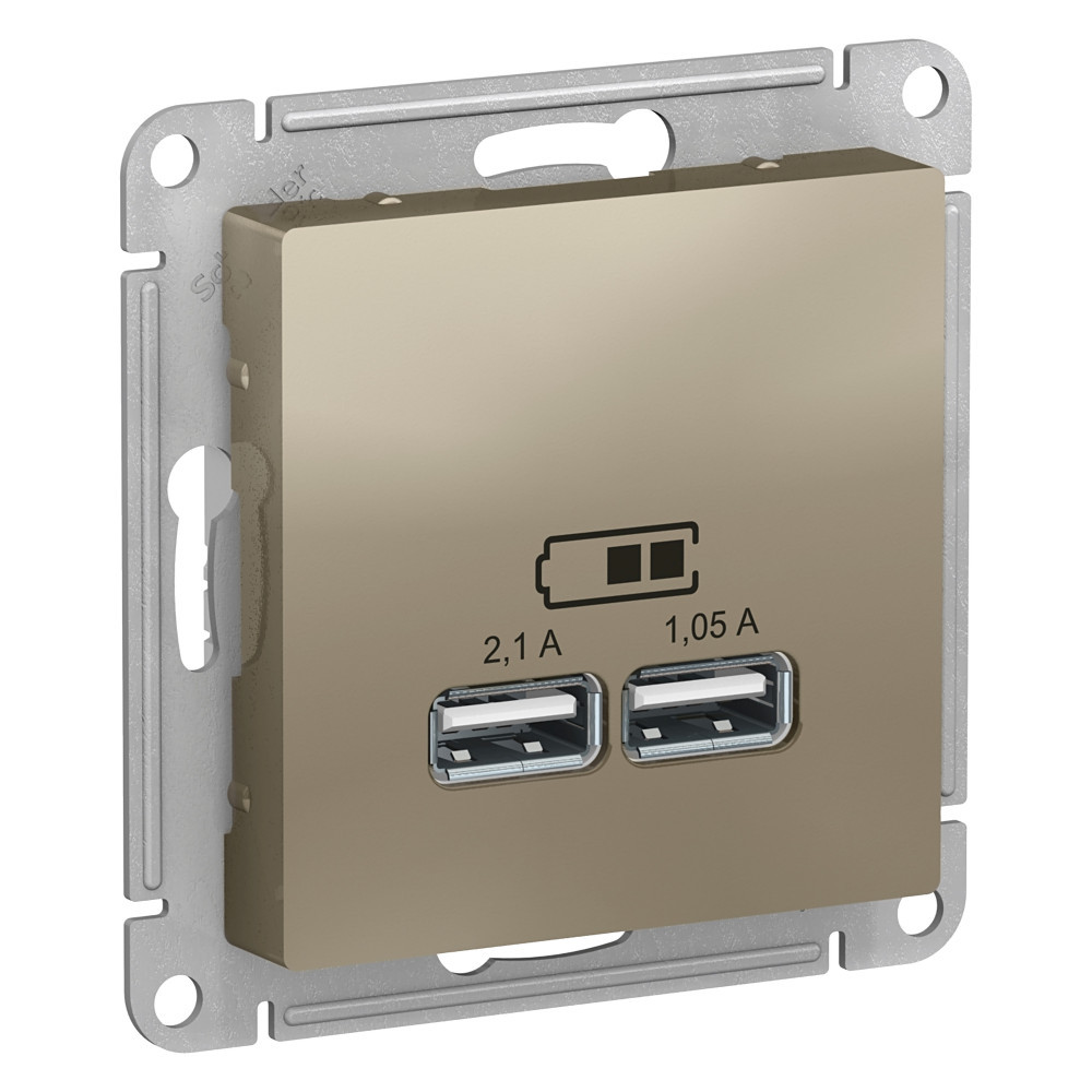 Розетка USB А+А, 5В/2,1А механизм, Шампань /ATN000533/