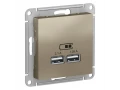 Розетка USB А+А, 5В/2,1А механизм, Шампань /ATN000533/