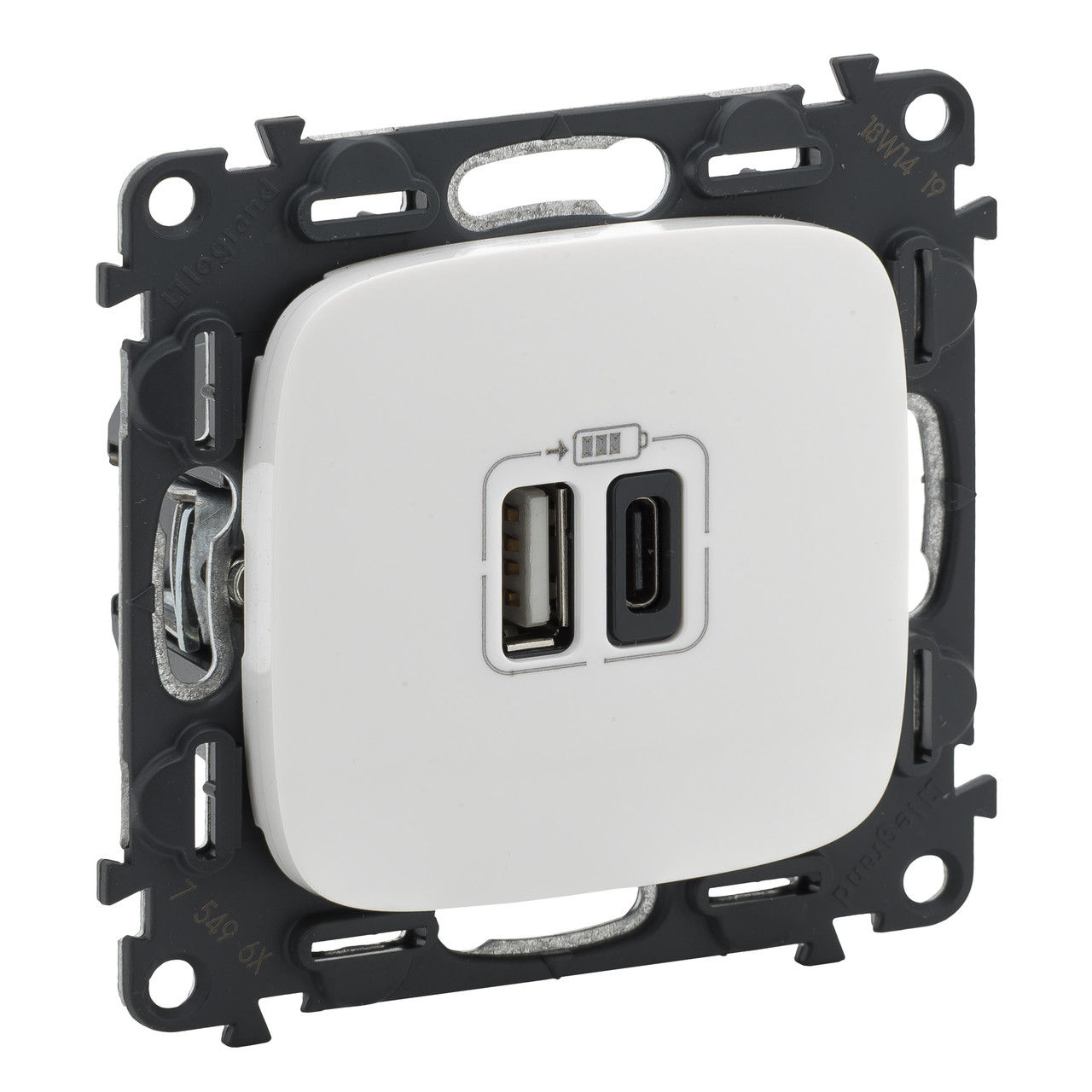 Розетка 2*USB А+С зарядка 3А VLN A белый /754965/