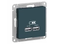 Розетка USB А+А, 5В/2,1А механизм, Изумруд /ATN000833/