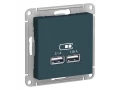 Розетка USB А+А, 5В/2,1А механизм, Изумруд /ATN000833/