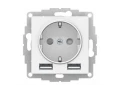 Розетка 16А с 2 USB А+А механизм Белый, /ATN000130/