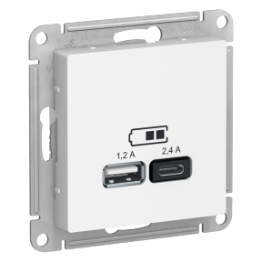 Розетка USB А+С, механизм, Белый, /ATN000139/