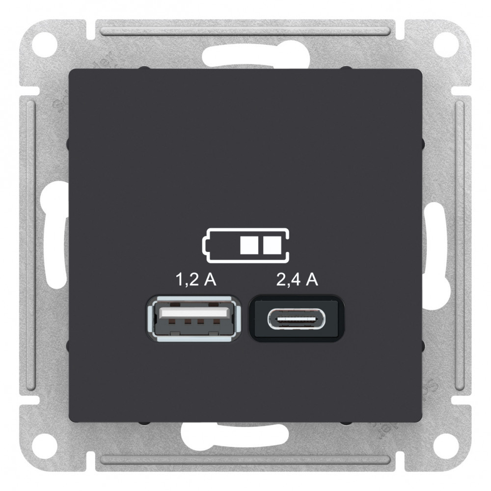 Розетка USB А+С, механизм Карбон /ATN001039/
