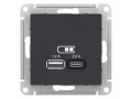 Розетка USB А+С, механизм Карбон /ATN001039/