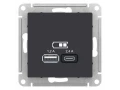 Розетка USB А+С, механизм Карбон /ATN001039/