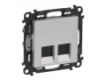Розетка2х RJ45 Cat5e UTP VLN-I алюминий /753641/