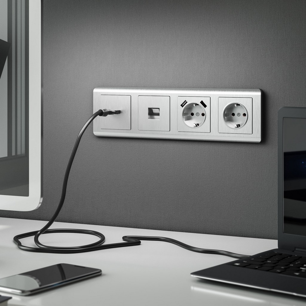 Розетка Ethernet RJ-45 /W1181009 (серебряный рифленый)