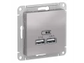 Розетка USB двойная для зарядки 5В/2, 1А, механизм, Алюминий, /ATN000333/