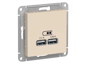 Розетка USB 5В/2, 1А, механизм, БЕЖЕВЫЙ /ATN000233/