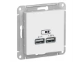Розетка USB двойная для зарядки 5В/2, 1А, механизм, Белый, /ATN000133/