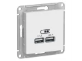 Розетка USB двойная для зарядки 5В/2, 1А, механизм, Белый, /ATN000133/