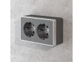 Розетка двойная с заземлением Gallant /W5072104 (графит рифленый)