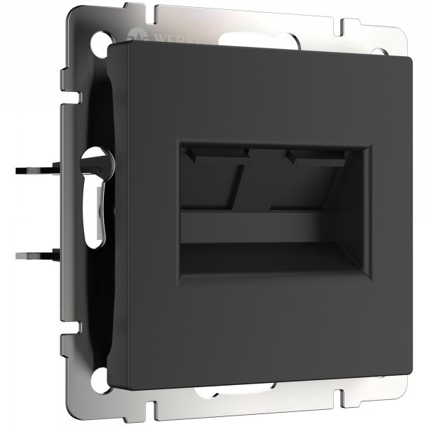 Розетка двойная Ethernet RJ-45 /W1182208 (черный матовый)
