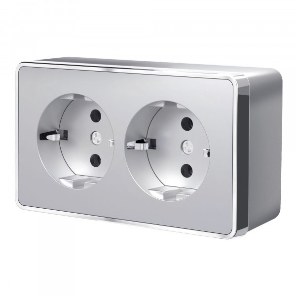 Розетка двойная с заземлением Gallant /W5072106 (серебряный)