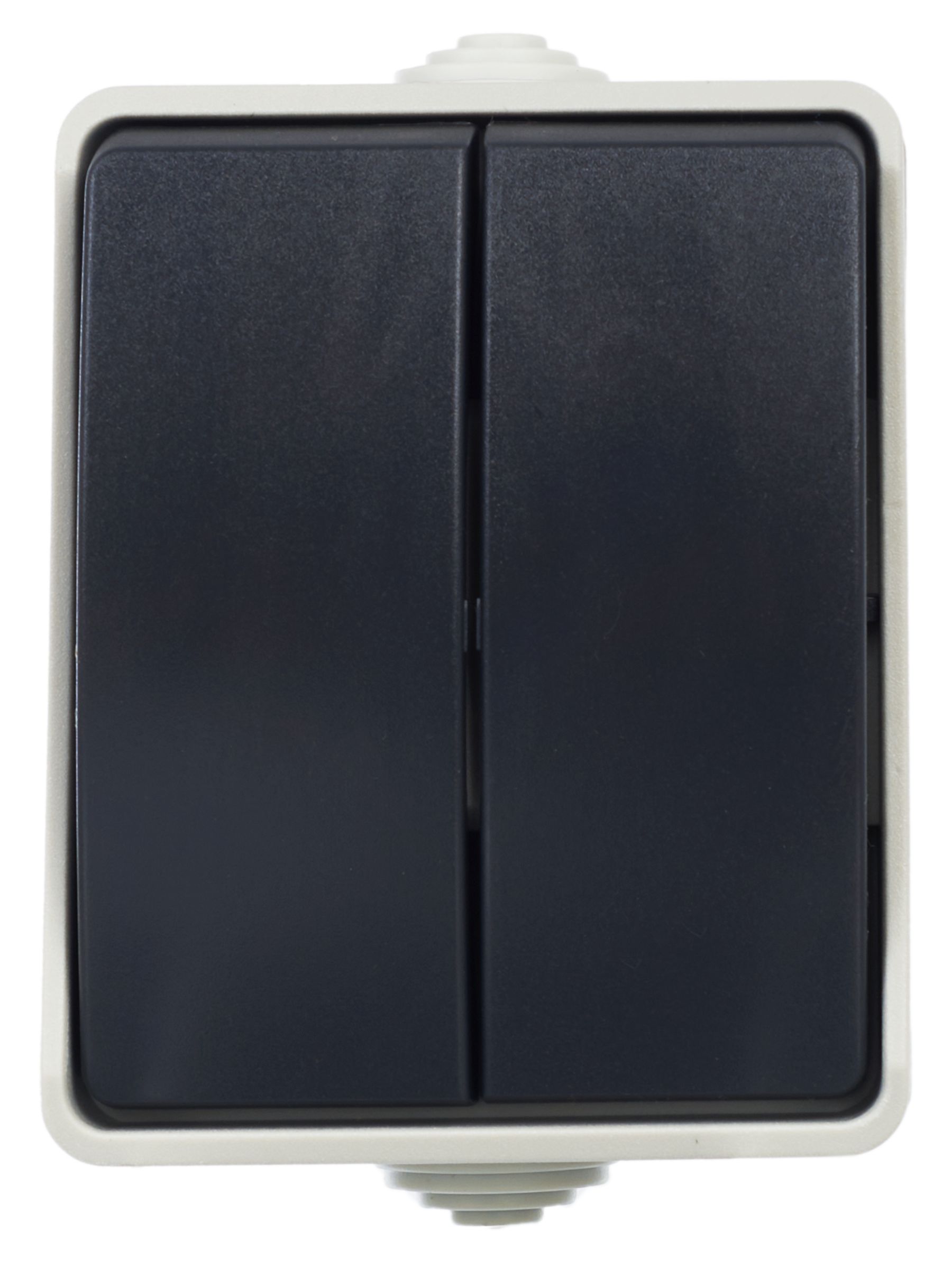 Выключатель ВС20-2-0-ФСр двухклавишный для открытой установки ФОРС 10А IP54 сер IEK