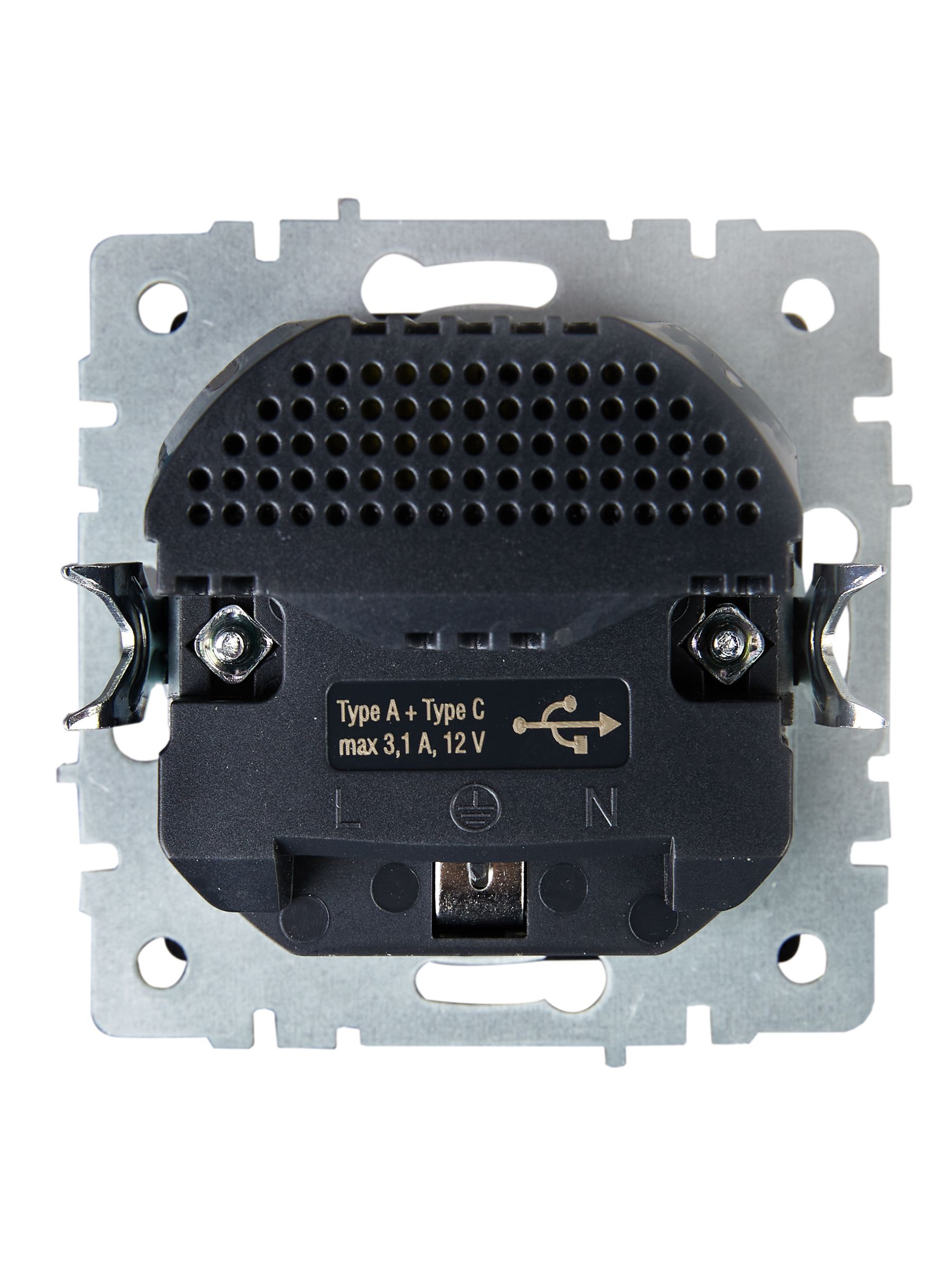 BRITE Розетка 1-местная с заземлением с защитными шторками 16А с USB A+C 18Вт РЮш11-1-БрЧ черный ИЭК