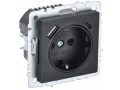 BRITE Розетка 1-местная с заземлением с защитными шторками 16А с USB A+C 18Вт РЮш11-1-БрЧ черный ИЭК