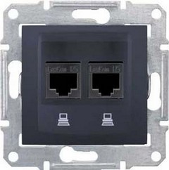 Розетка компьютерная х2, графит SDN4400170