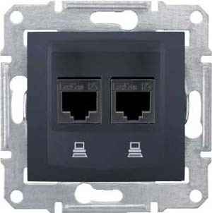 Розетка компьютерная х2, графит SDN4400170