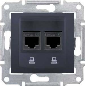 Розетка компьютерная х2, графит SDN4400170