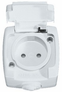 РОНДО IP44 О/У РОЗЕТКА без заземления без шторок, 10А, 250В, БЕЛЫЙ. Россия