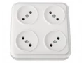 Розетка 4-местная открытой установки, квадратная, серия ВАРИАНТ, РА16-0191