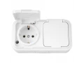 Розетка 2-местная с заземляющим контактом брызгозгозащищенная открытой установки, РА16-213