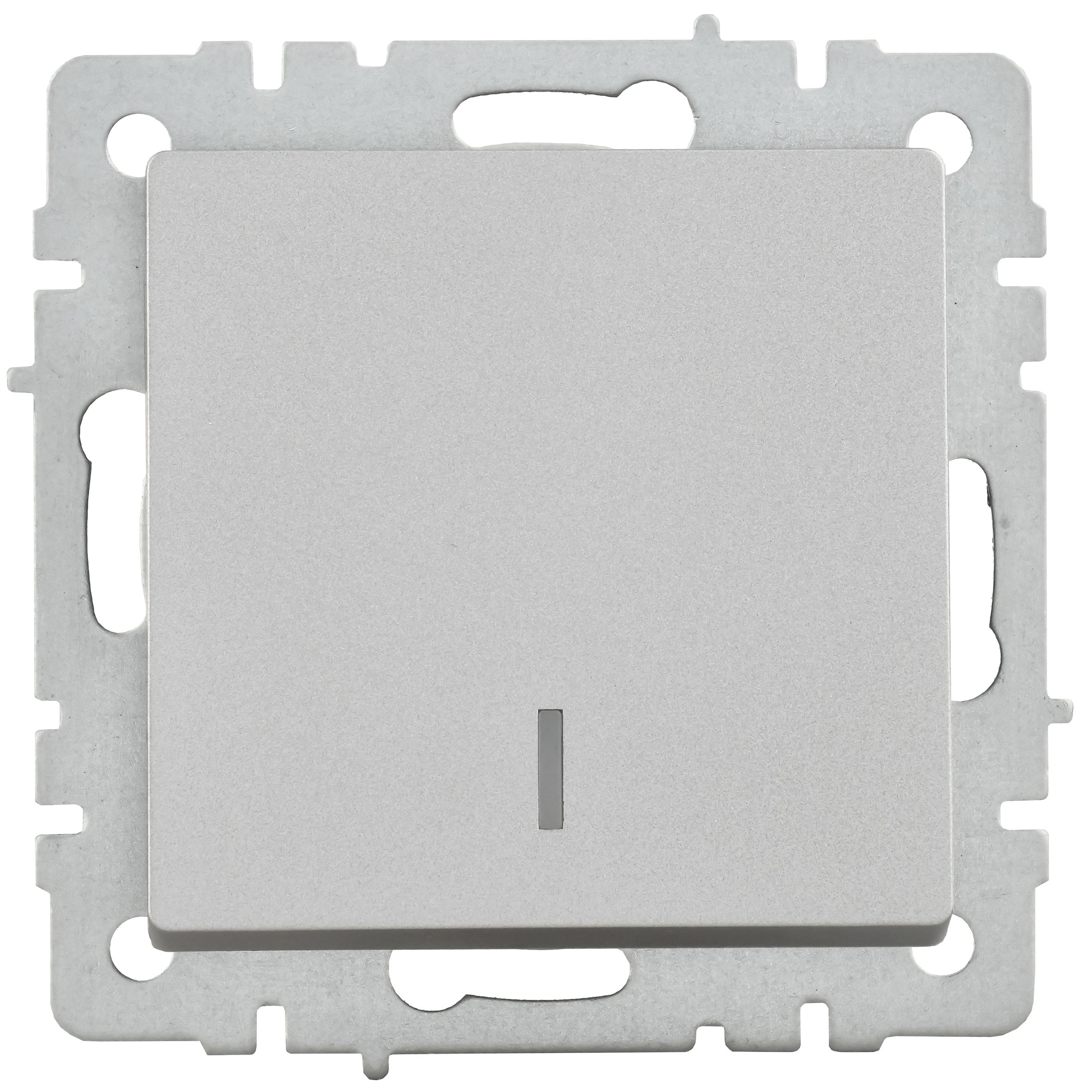 Выключатель 1-клавишный с индикацией 10А ВС10-1-1-БрА алюминий BRITE ИЭК