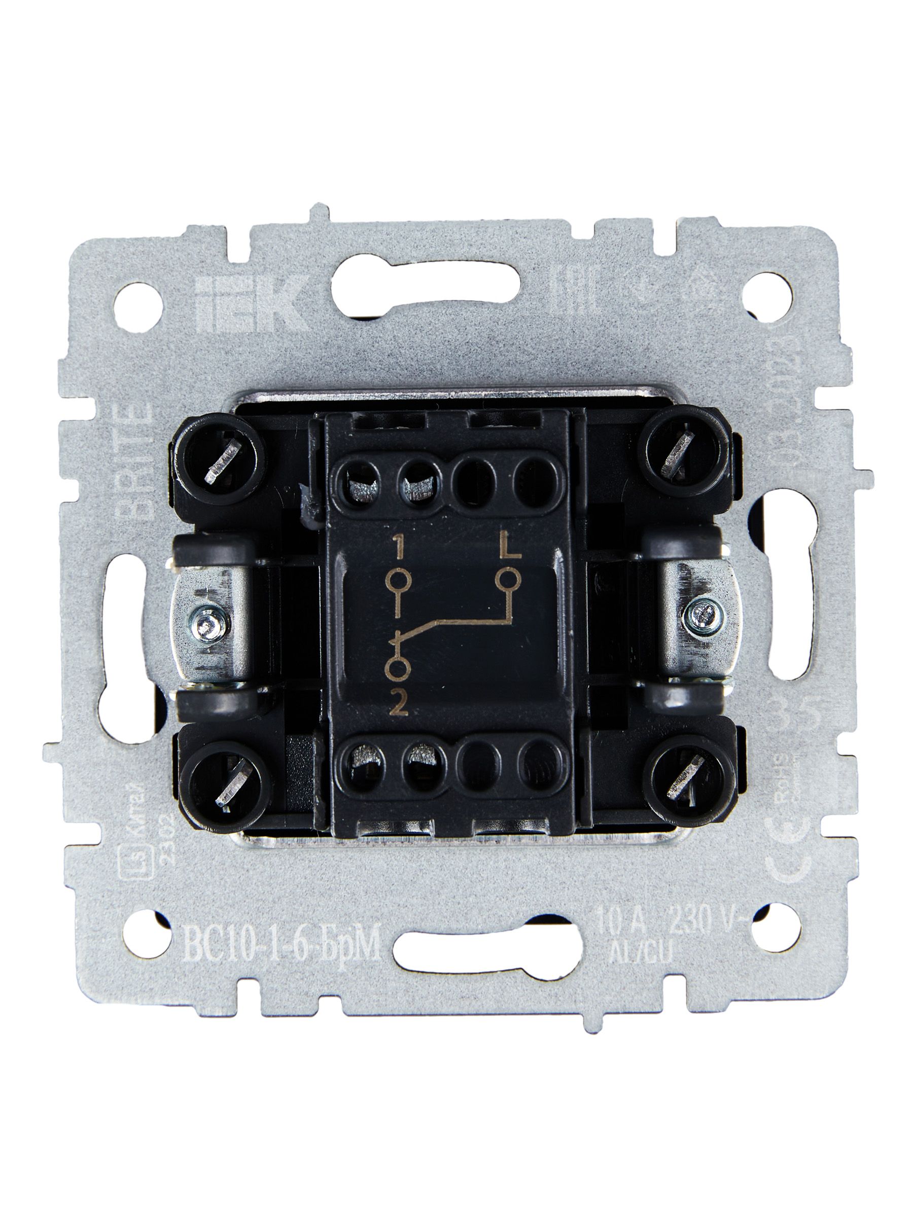 Выключатель 1-клавишный проходной 10А ВС10-1-6-БрМ маренго BRITE ИЭК