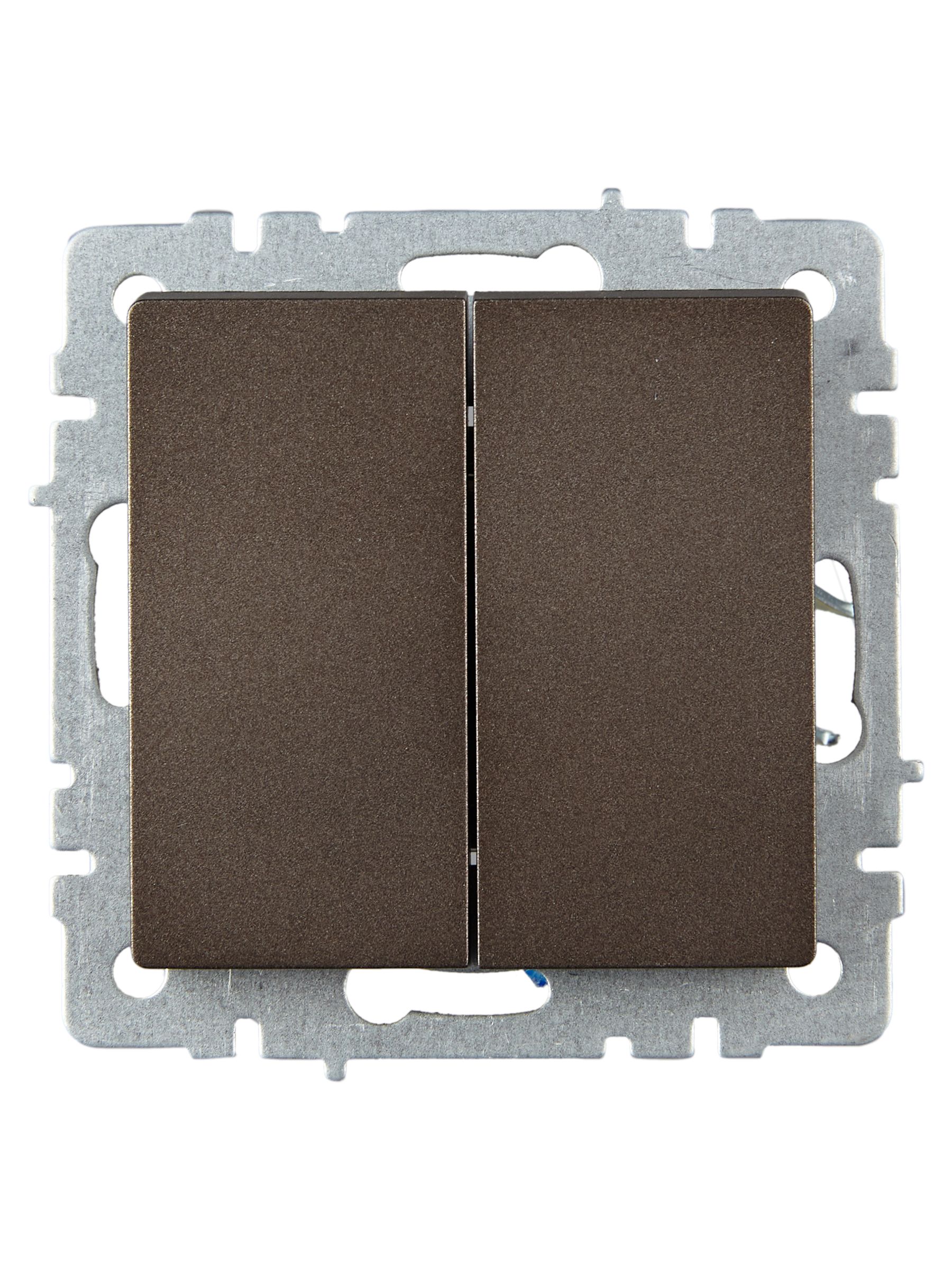 Выключатель 2-клавишный проходной 10А ВС10-2-6-БрТБ бронза BRITE ИЭК