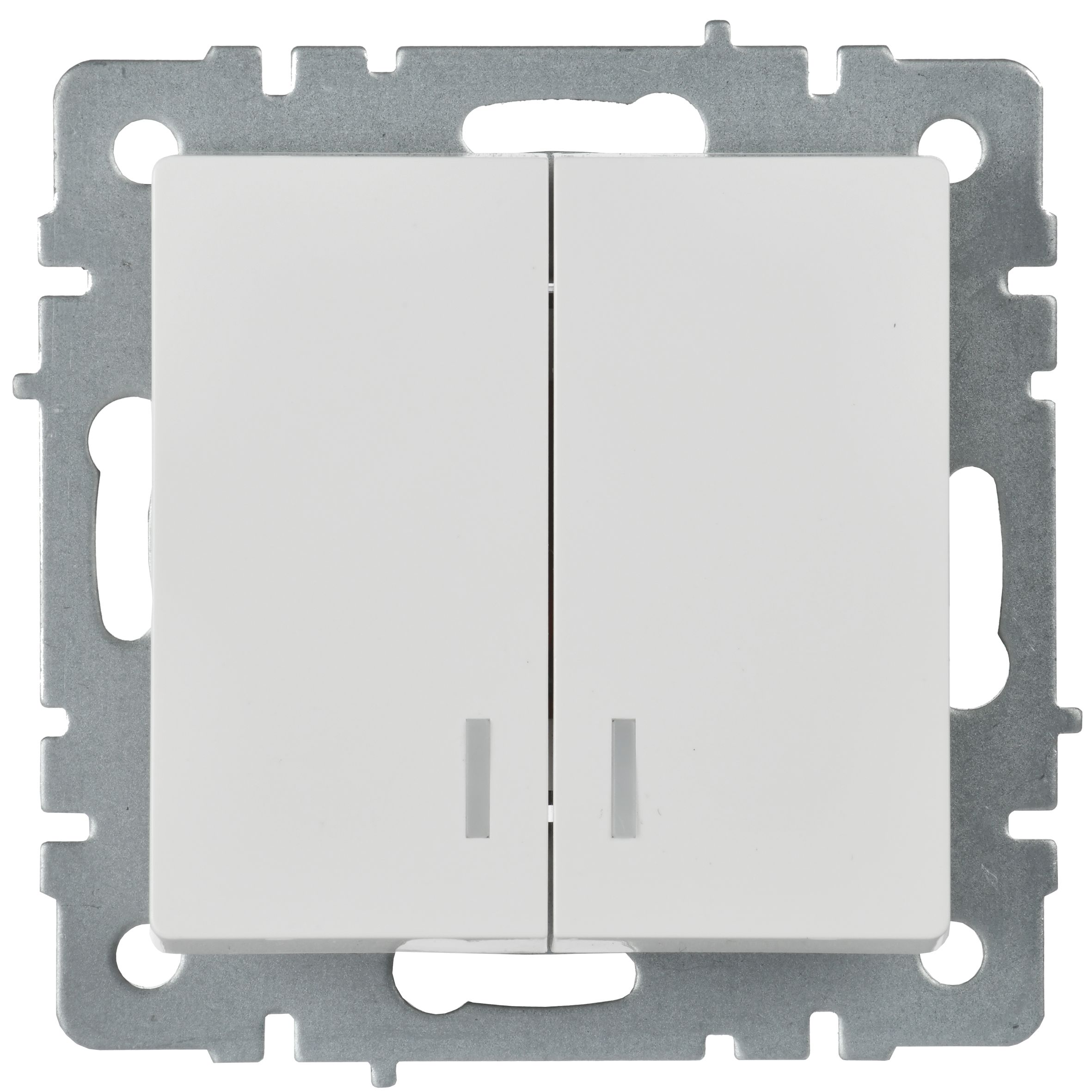 Выключатель 2-клавишный с индикацией 10А ВС10-2-1-БрБ белый BRITE ИЭК