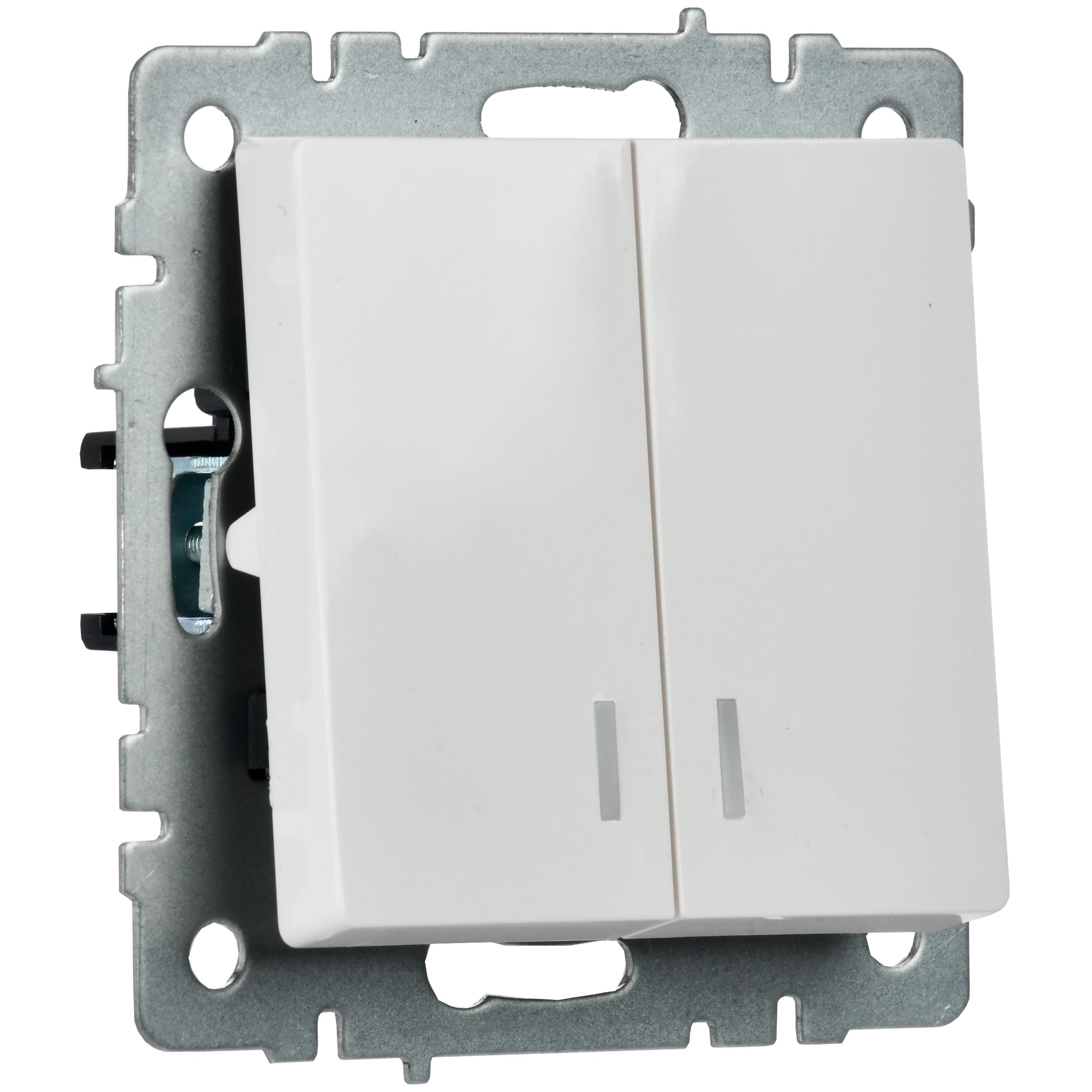 Выключатель 2-клавишный с индикацией 10А ВС10-2-1-БрБ белый BRITE ИЭК