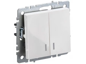 BRITE Выключатель 2-клавишный с индикацией 10А ВС10-2-1-БрБ белый ИЭК