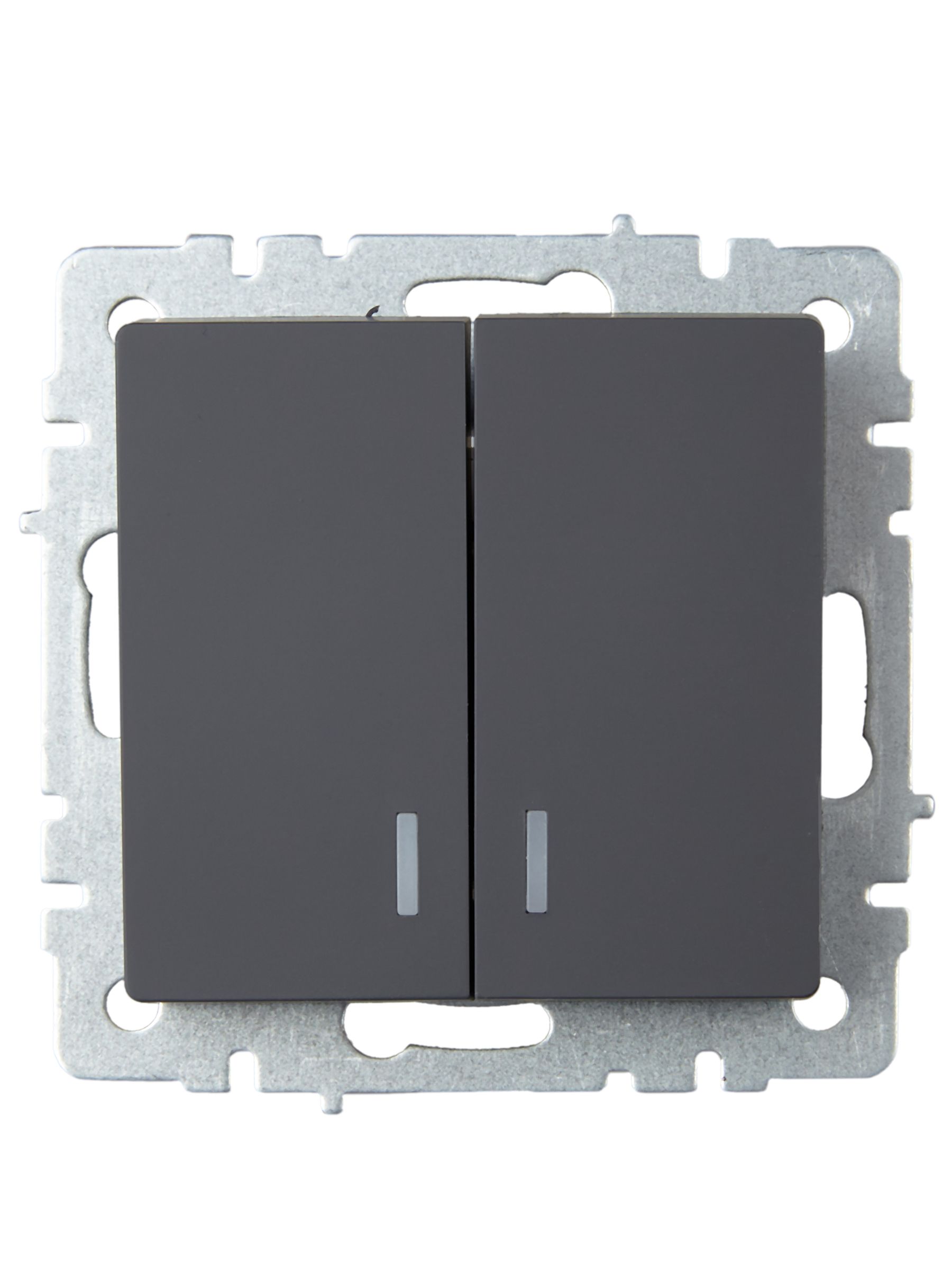 BRITE Выключатель 2-клавишный с индикацией 10А ВС10-2-1-БрГ графит ИЭК