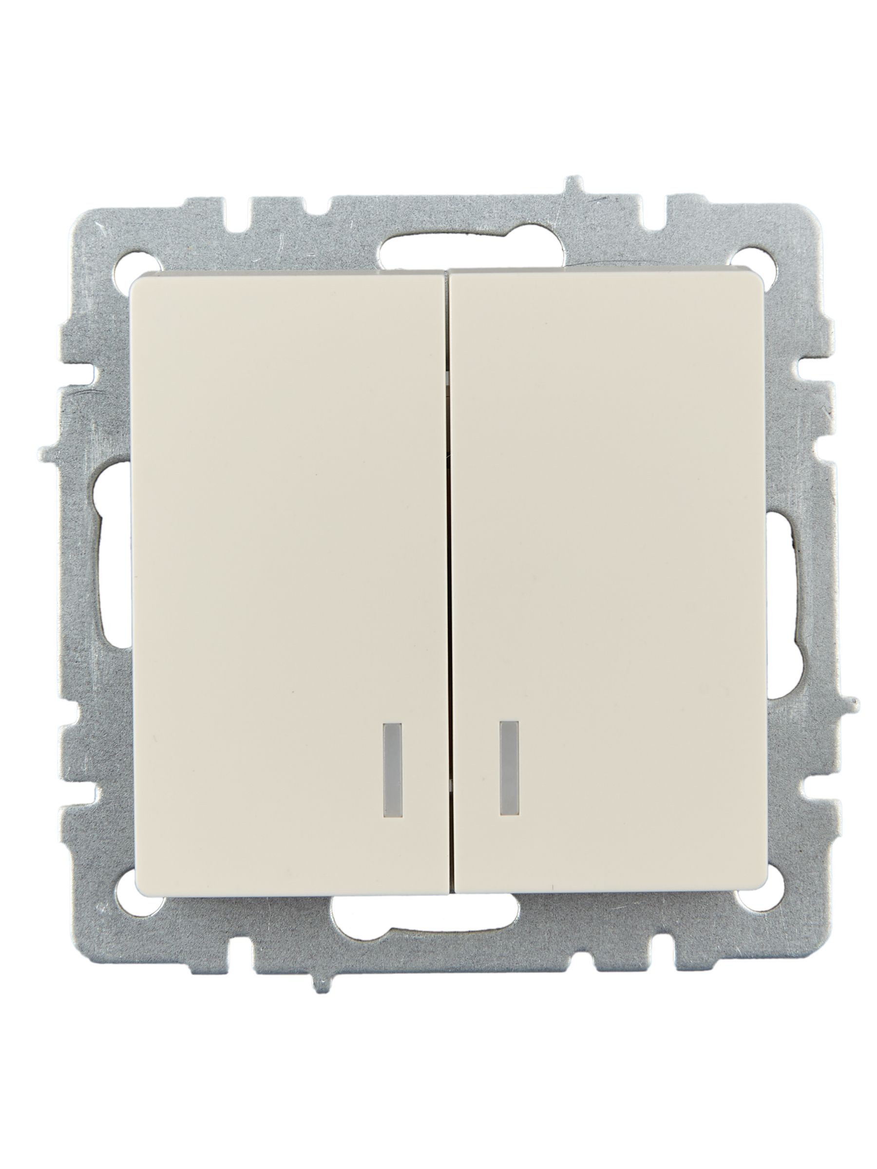 BRITE Выключатель 2-клавишный с индикацией 10А ВС10-2-1-БрКр бежевый ИЭК