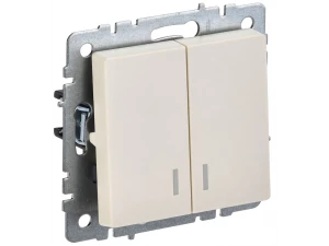 BRITE Выключатель 2-клавишный с индикацией 10А ВС10-2-1-БрКр бежевый ИЭК