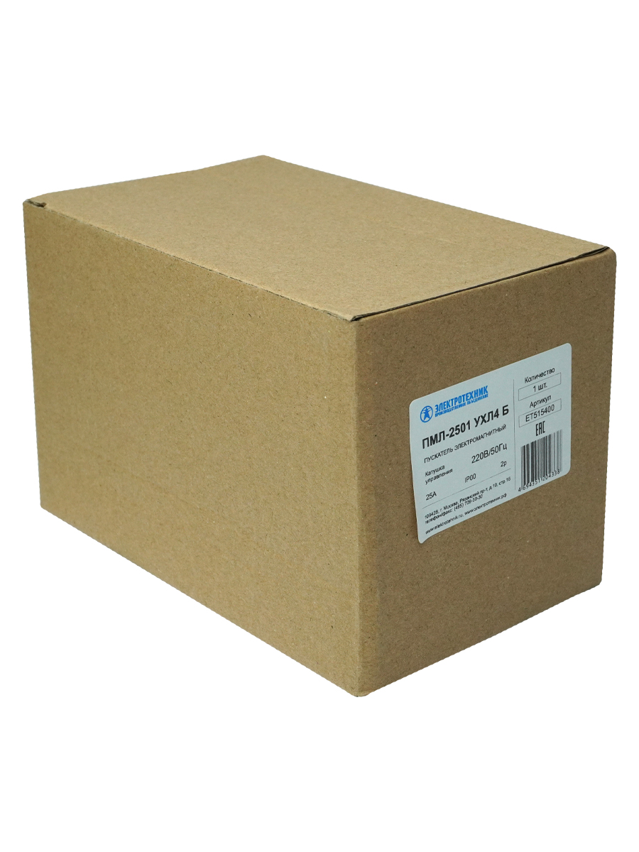 Пускатель электромагнитный ПМЛ-2501 УХЛ4 Б, 220В/50Гц, 2р, 25А, реверсивный, без реле, IP00, (ЭТ)