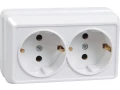 Розетка 2-местная РС22-3-ОБ с заземляющим контактом 16А открытой установки ОКТАВА (белый) ИЭК