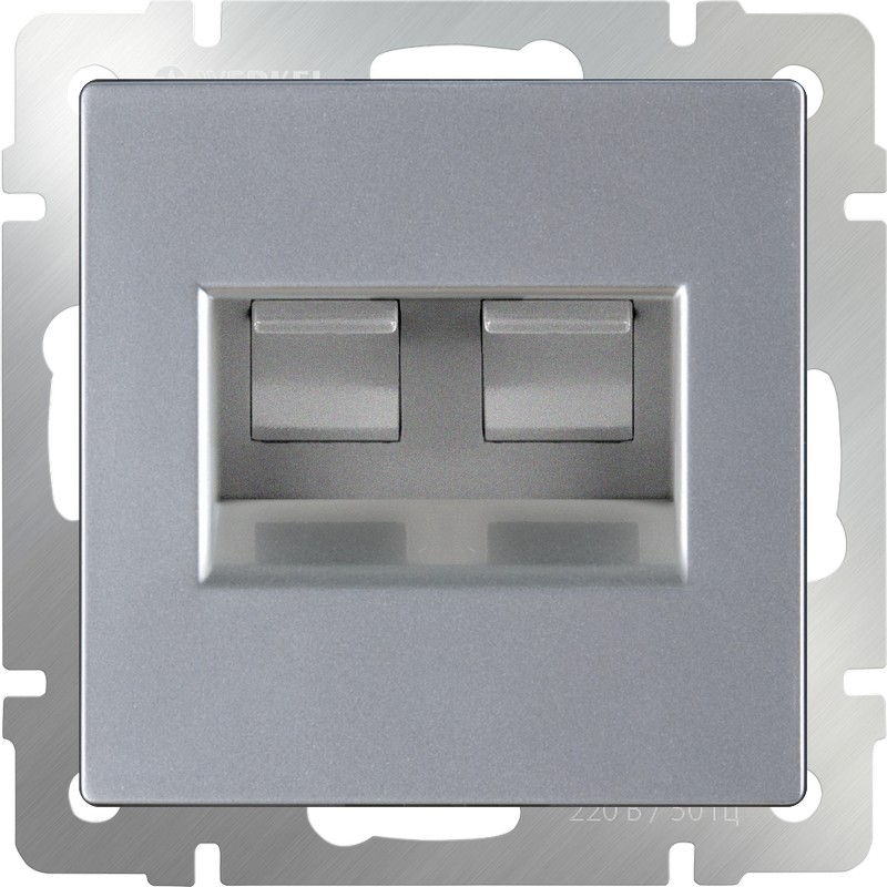 Розетка телефонная RJ-11 и Ethernet RJ-45 /WL06-RJ-11+RJ45 (серебряный)