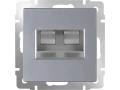 Розетка телефонная RJ-11 и Ethernet RJ-45 /WL06-RJ-11+RJ45 (серебряный)