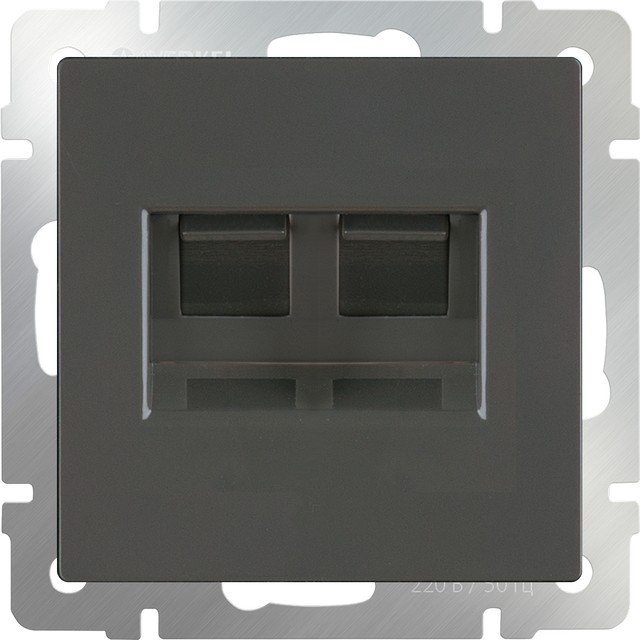Розетка телефонная RJ-11 и Ethernet RJ-45 /WL07-RJ11+RJ45 (серо-коричневый)