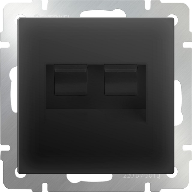 Розетка телефонная RJ-11 и Ethernet RJ-45 /WL08-RJ11+RJ45 (черный матовый)