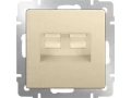 Розетка телефонная RJ-11 и Ethernet RJ-45 /WL10-RJ11-45 (шампань рифленый)