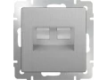 Розетка телефонная RJ-11 и Ethernet RJ-45 /WL09-RJ11-45 (серебряный рифленый)